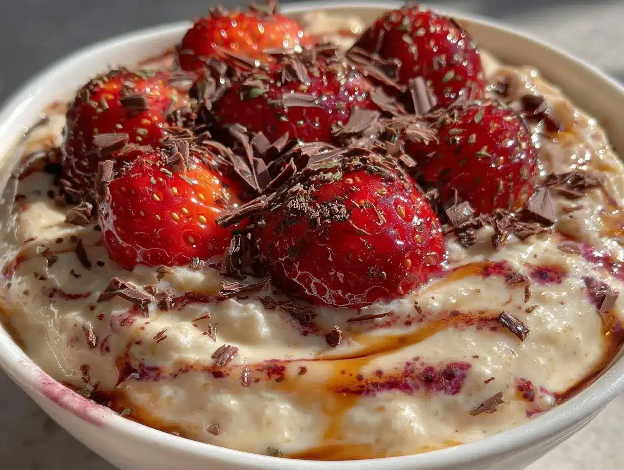 Romantic Strawberry Dark Chocolate Oatmeal Bowl preparation steps