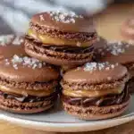 salted caramel chocolate macarons - featured image