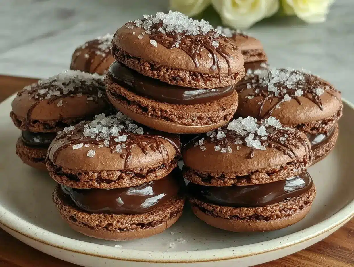 salted caramel chocolate macarons preparation steps