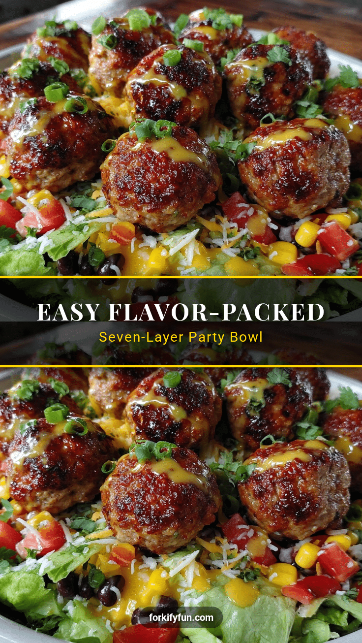 seven-layer party bowl turkey meatballs recipe