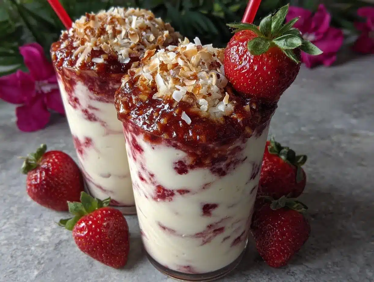 Strawberry coconut swirl smoothie preparation steps