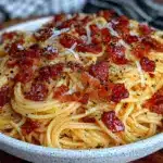 creamy authentic spaghetti carbonara recipe - featured image