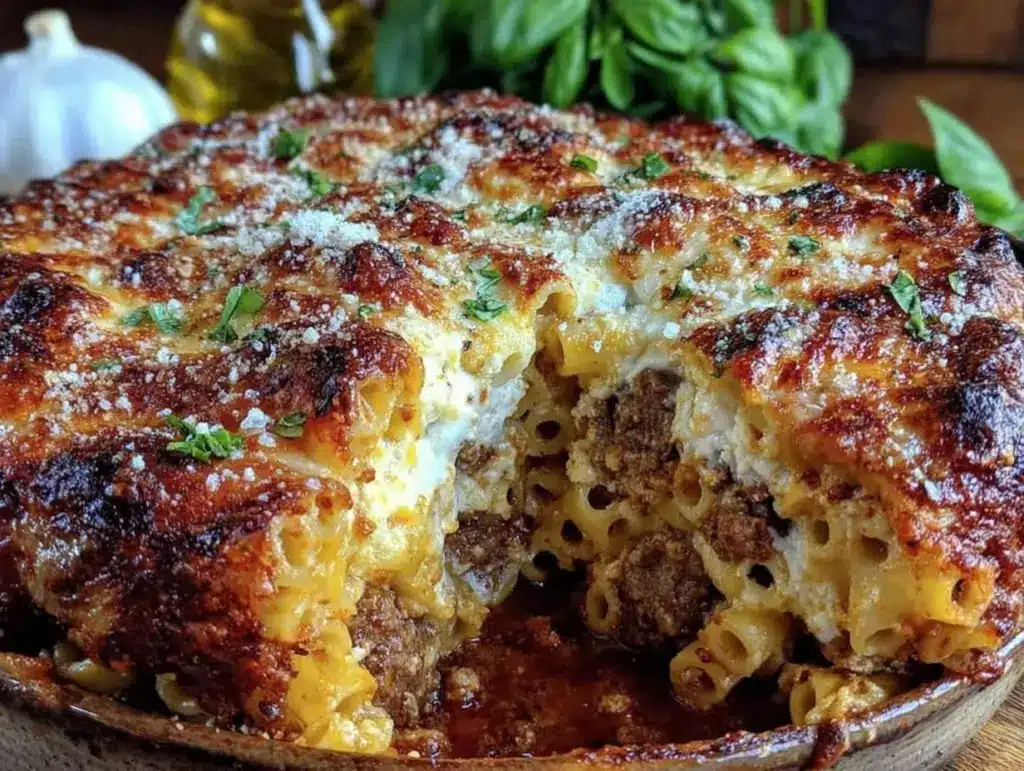 creamy baked ziti with three cheeses - featured image