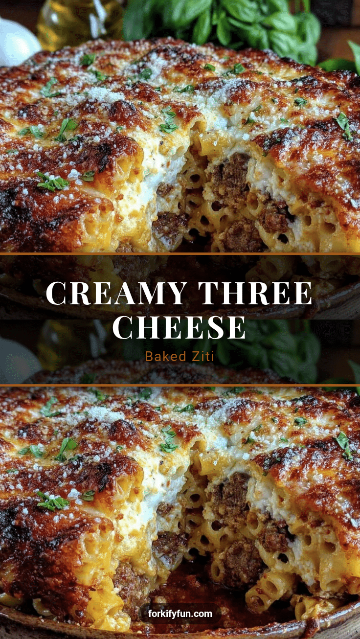 creamy baked ziti with three cheeses recipe