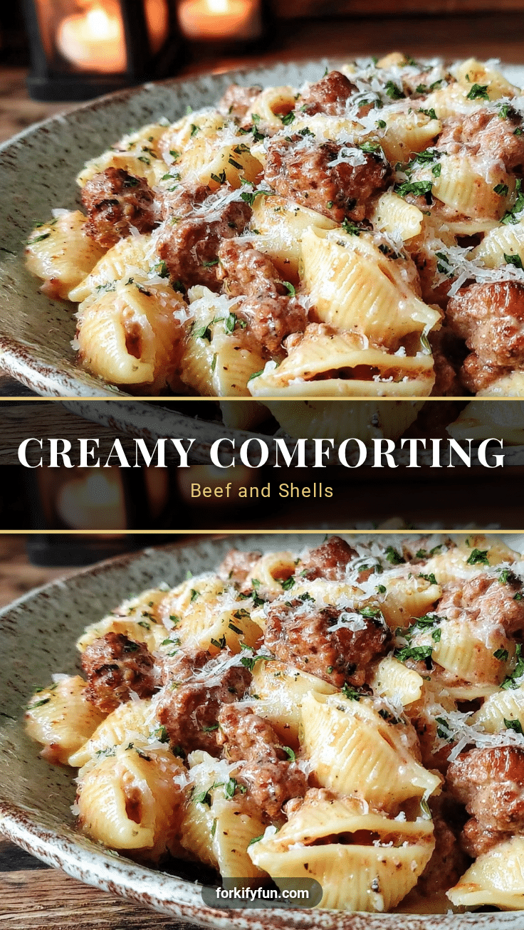creamy beef and shells pasta recipe