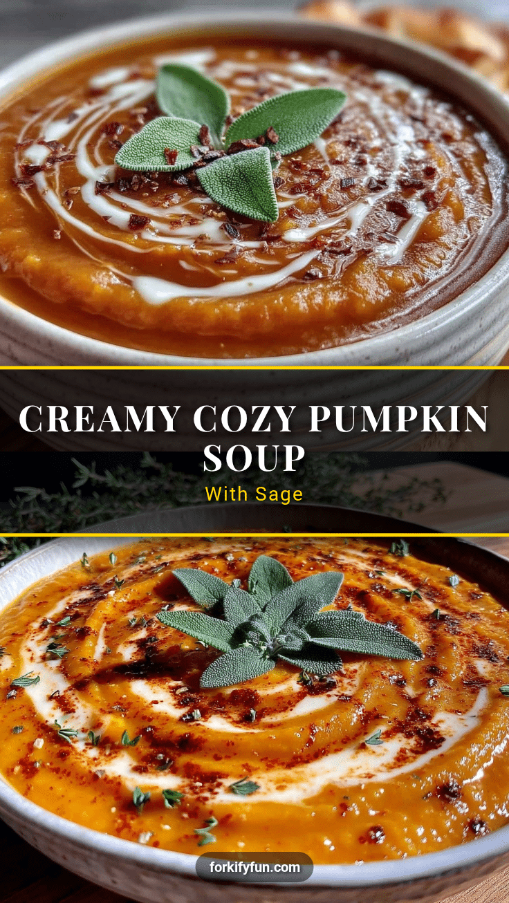 creamy cozy pumpkin soup with sage recipe