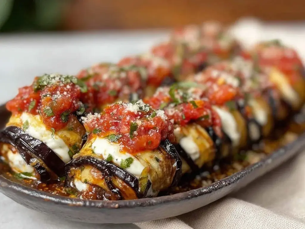creamy eggplant rollatini with ricotta - featured image