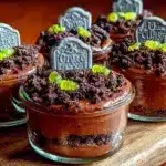 creamy graveyard pudding cups - featured image