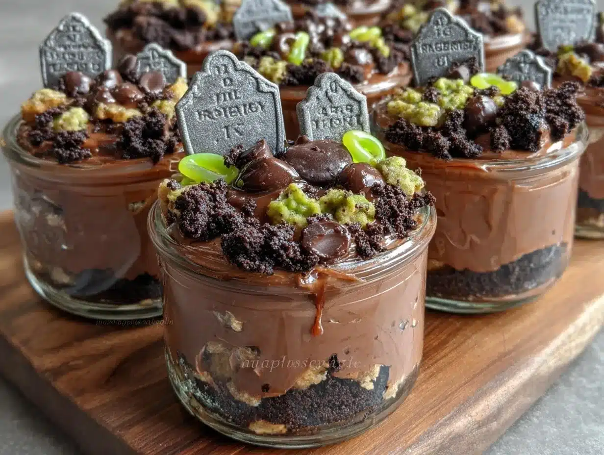 creamy graveyard pudding cups preparation steps