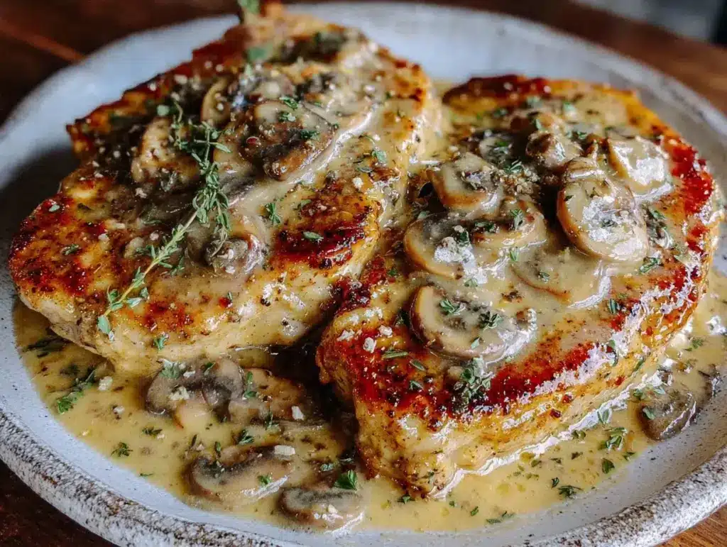 creamy pork chops - featured image