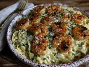 creamy shrimp Alfredo for two - featured image
