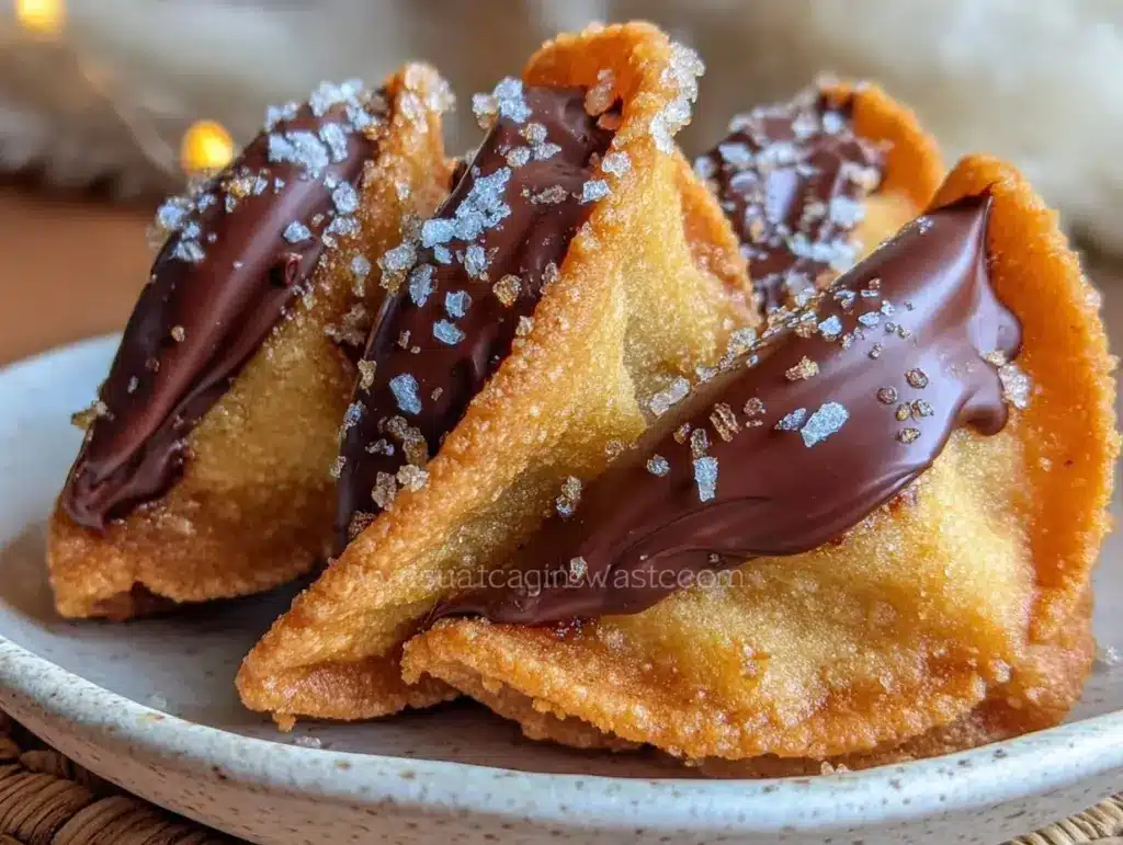 crispy chocolate dipped fortune cookies - featured image
