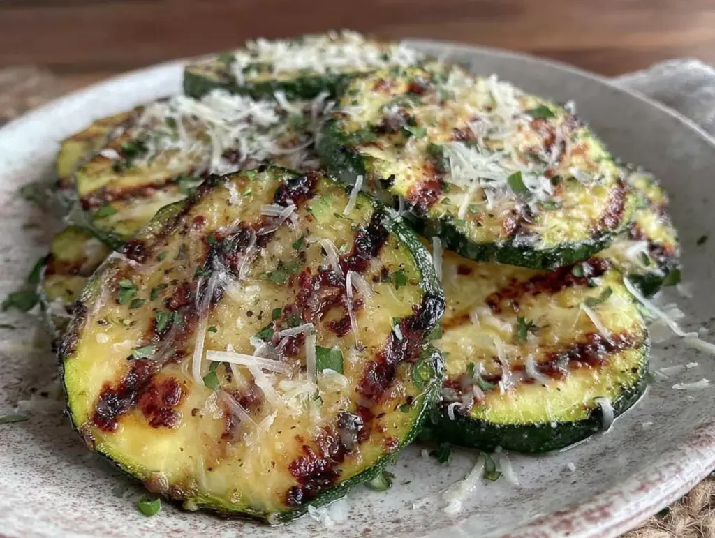 crispy grilled zucchini with parmesan - featured image