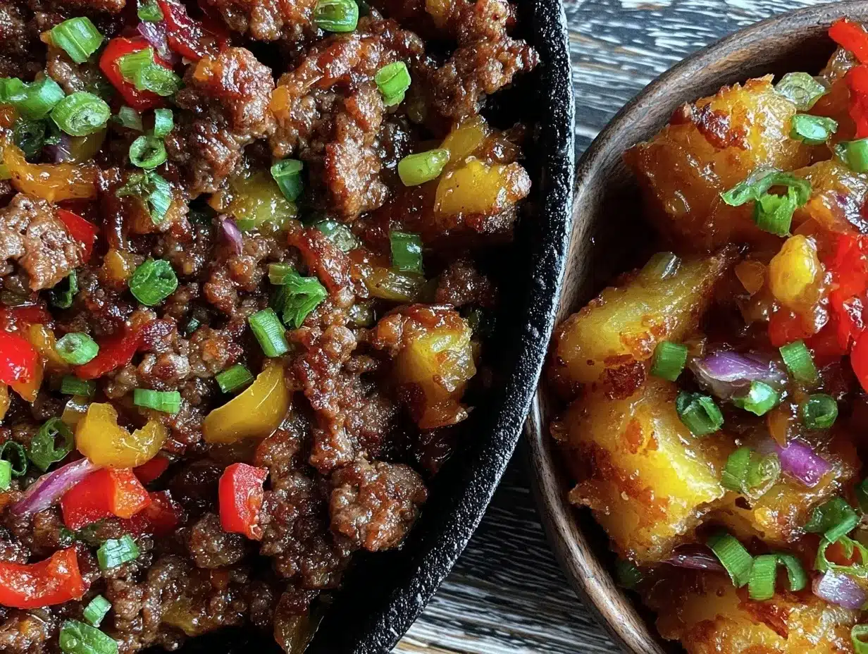 crispy ground beef and potato skillet preparation steps