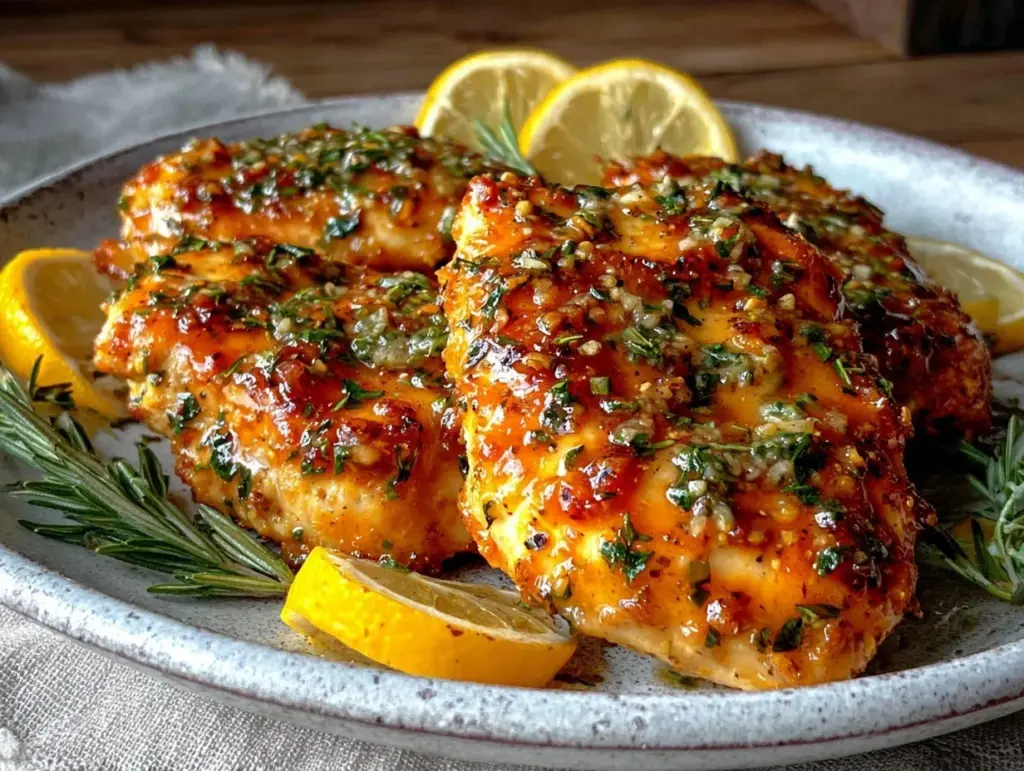crispy lemon herb baked chicken breasts - featured image