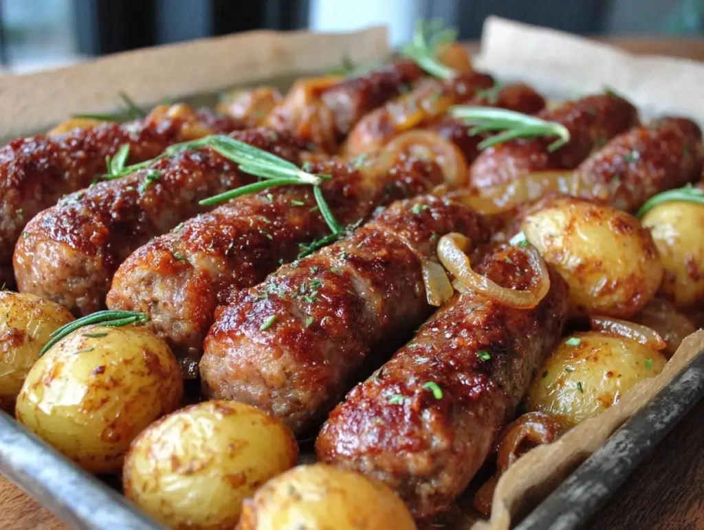 crispy polish sausage and potatoes sheet pan recipe - featured image