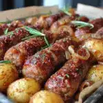 crispy polish sausage and potatoes sheet pan recipe - featured image