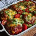 easy cheesy stuffed pepper casserole - featured image