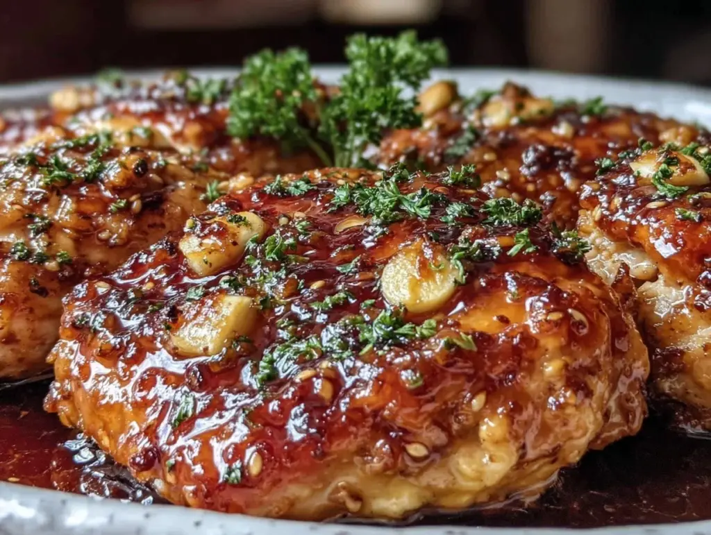 easy crispy baked honey garlic chicken - featured image