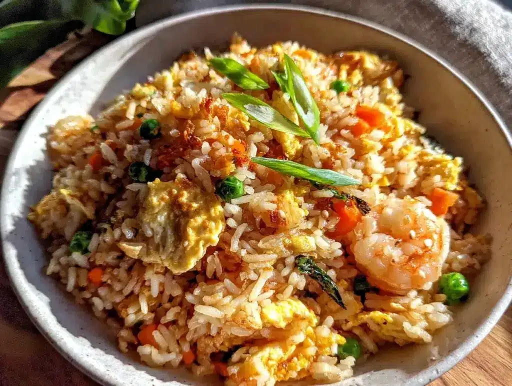 easy crispy restaurant style egg fried rice - featured image