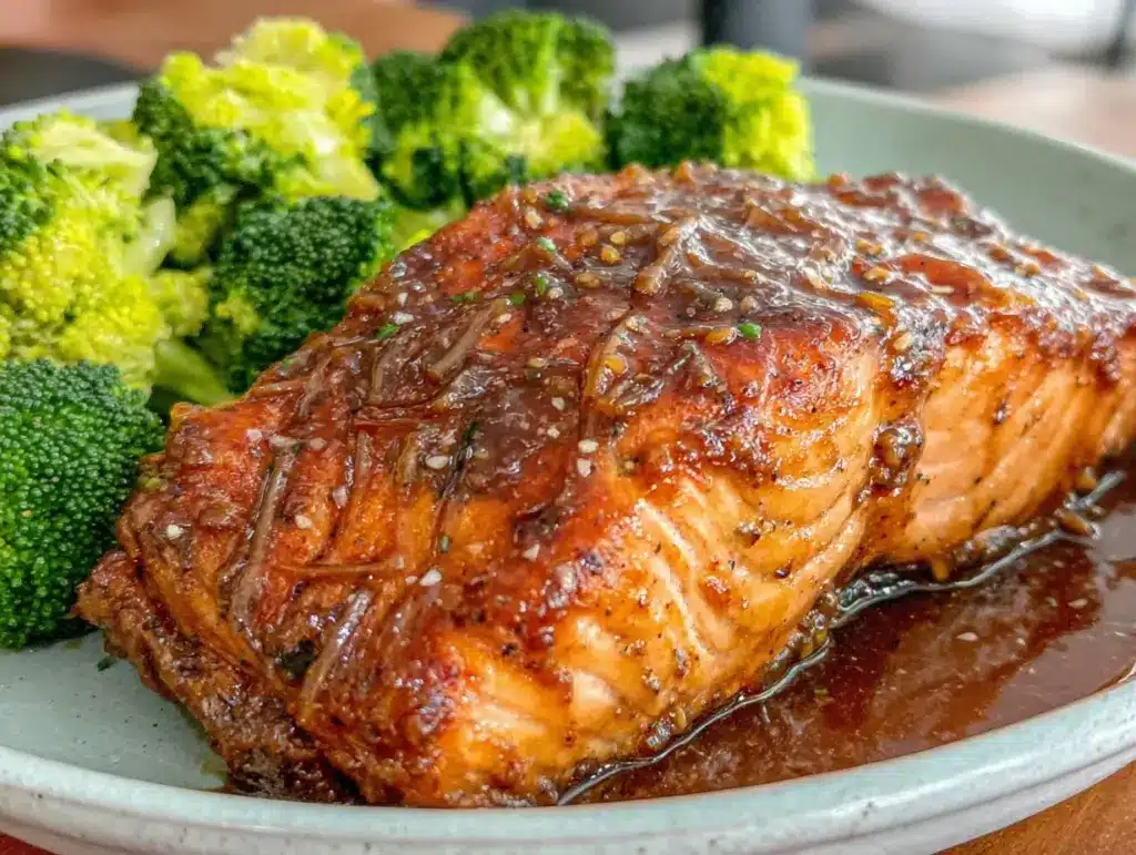 easy teriyaki salmon with broccoli - featured image