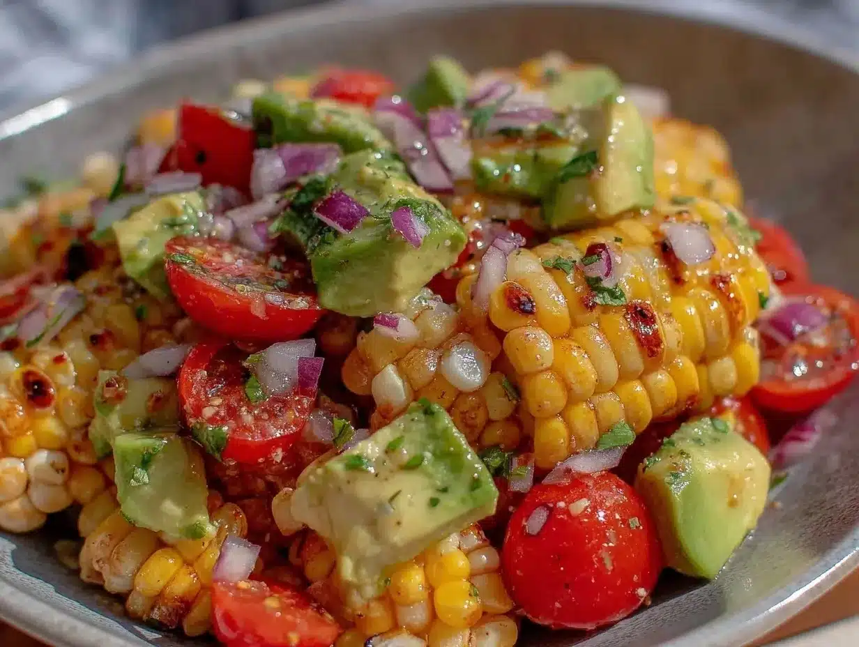 fresh corn and avocado salad preparation steps