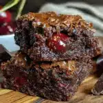 fudgy dark chocolate cherry brownies - featured image