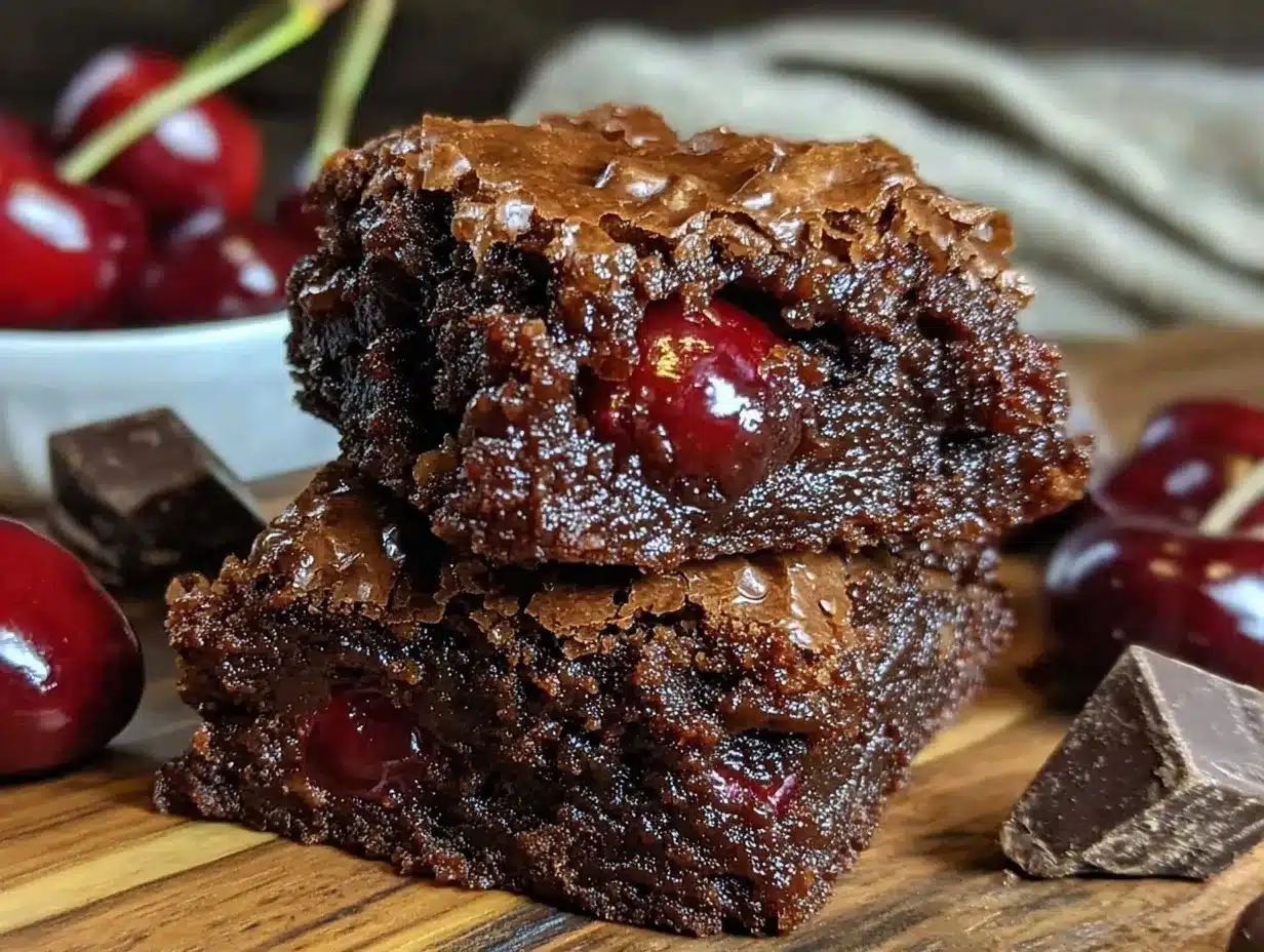 fudgy dark chocolate cherry brownies preparation steps