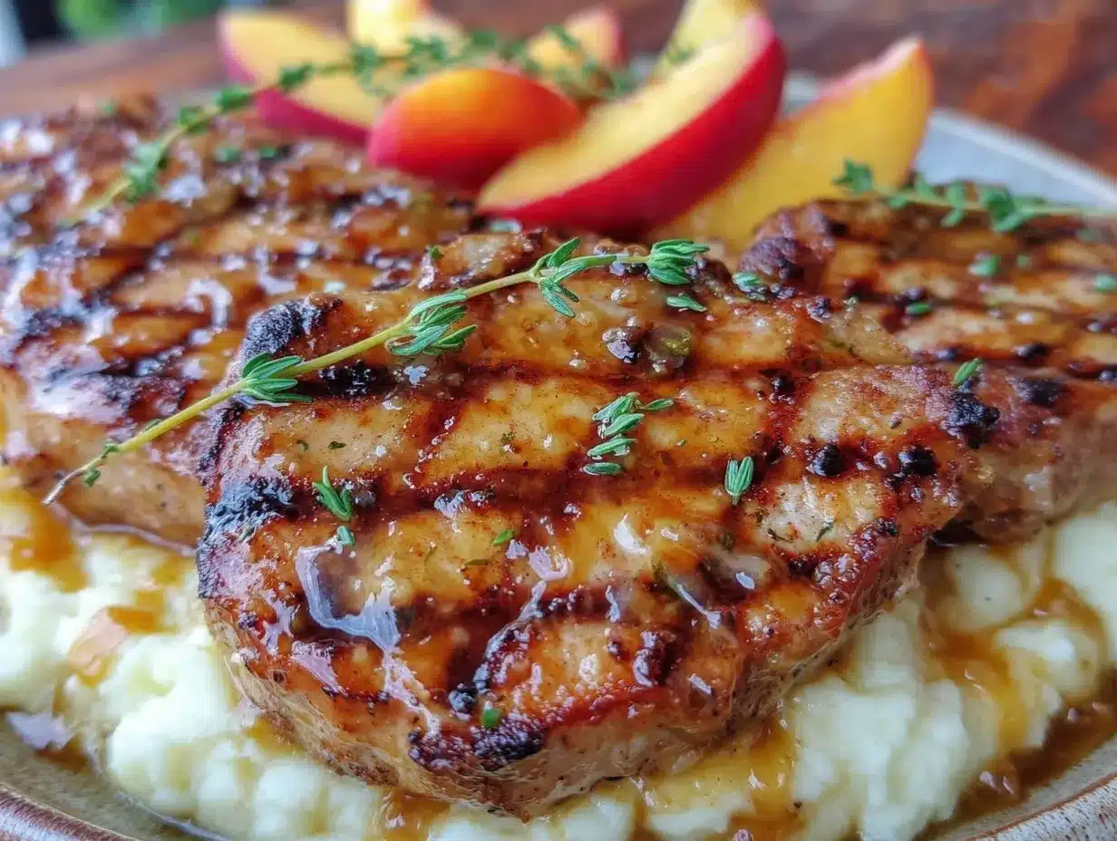 grilled pork chops with sweet peach glaze preparation steps