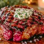 grilled ribeye steak with herb butter - featured image