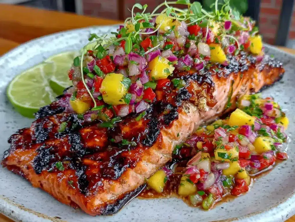 grilled salmon with zesty mango salsa - featured image