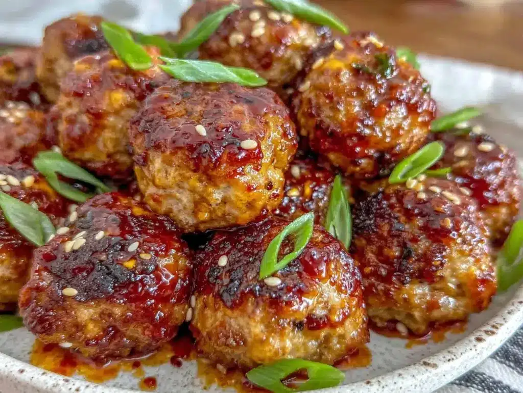 honey sriracha meatballs - featured image