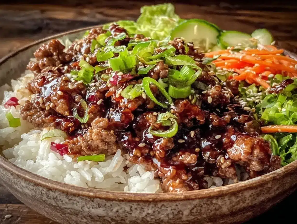 Korean ground beef bowl preparation steps