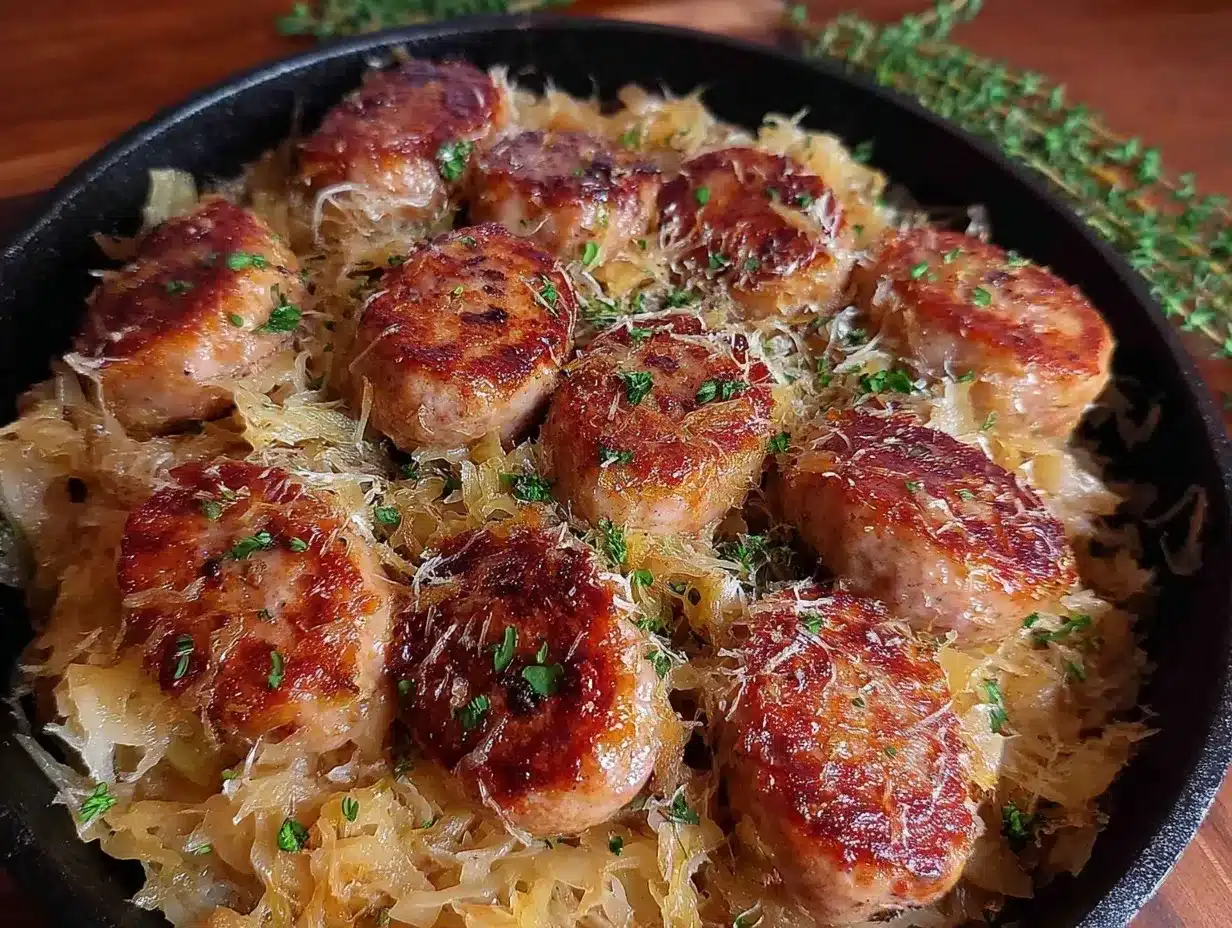 one-pan crispy kielbasa and sauerkraut recipe preparation steps