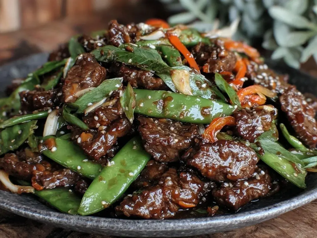 quick savory beef with snow peas stir-fry - featured image