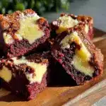 red velvet cheesecake swirl brownies - featured image