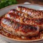 savory bratwurst in beer recipe - featured image