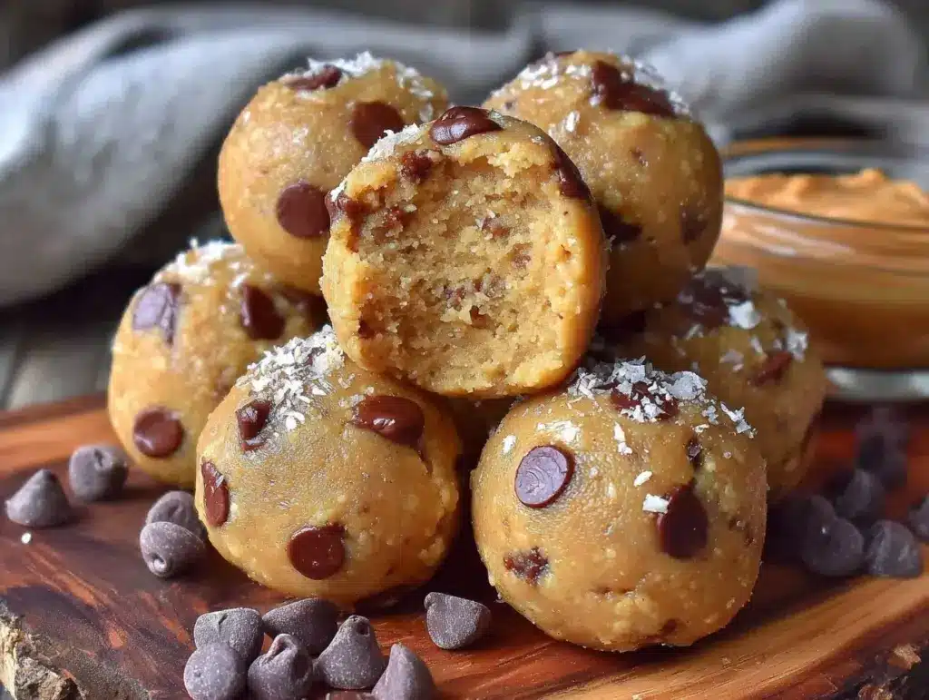 chocolate chip cookie dough protein balls - featured image