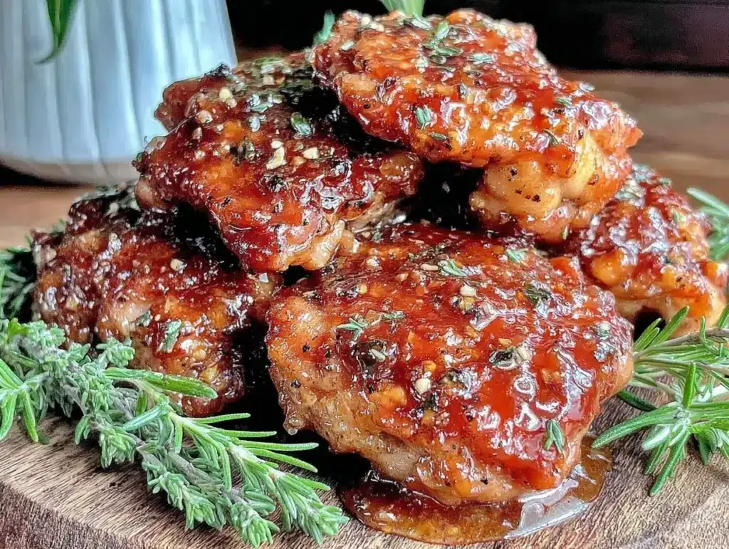 cozy crockpot honey garlic chicken thighs - featured image