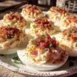 creamy bacon ranch loaded deviled eggs - featured image