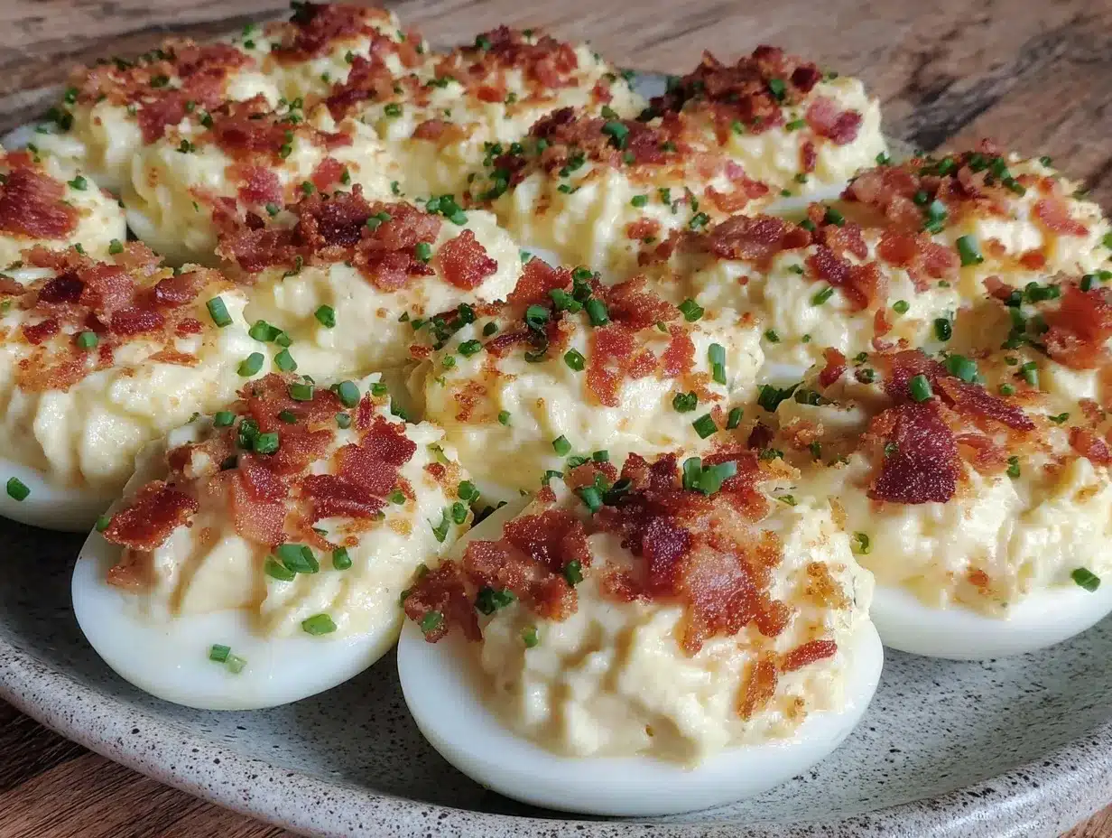 creamy bacon ranch loaded deviled eggs preparation steps