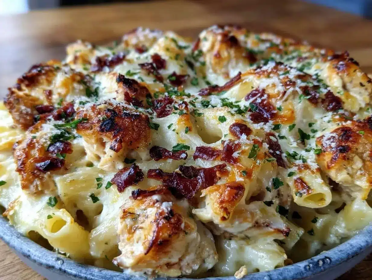 creamy chicken Alfredo baked ziti preparation steps