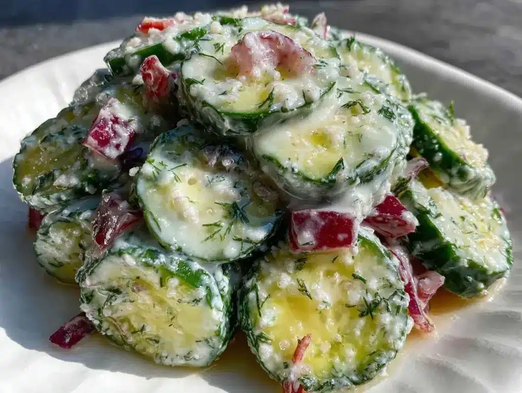 creamy dill cucumber salad - featured image