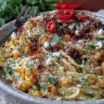creamy elote mexican street corn pasta salad - featured image