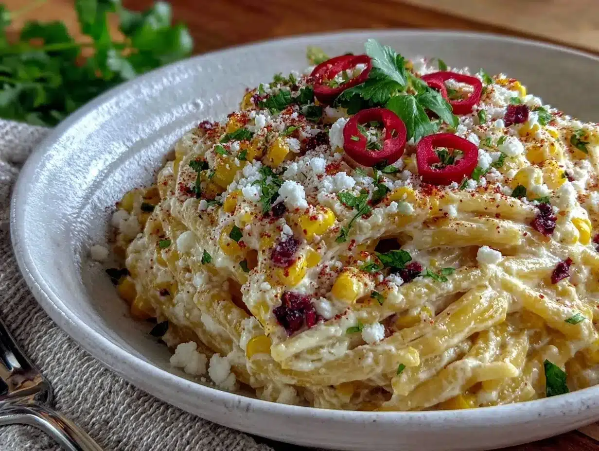 creamy elote mexican street corn pasta salad preparation steps