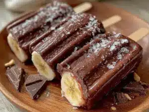 creamy frozen chocolate-covered banana pops recipe - featured image
