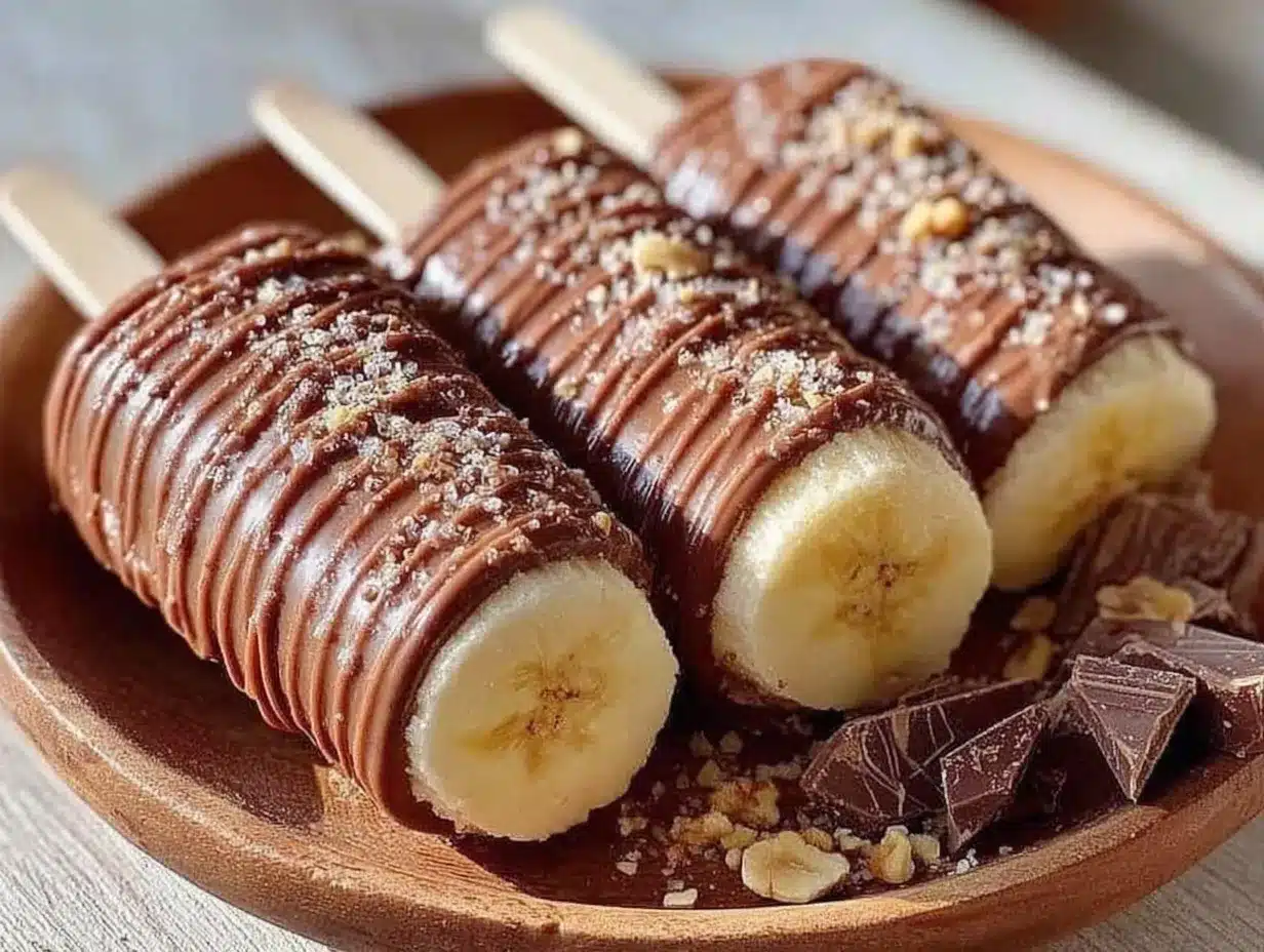 creamy frozen chocolate-covered banana pops recipe preparation steps