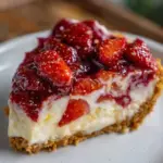 creamy frozen strawberry lemonade pie - featured image