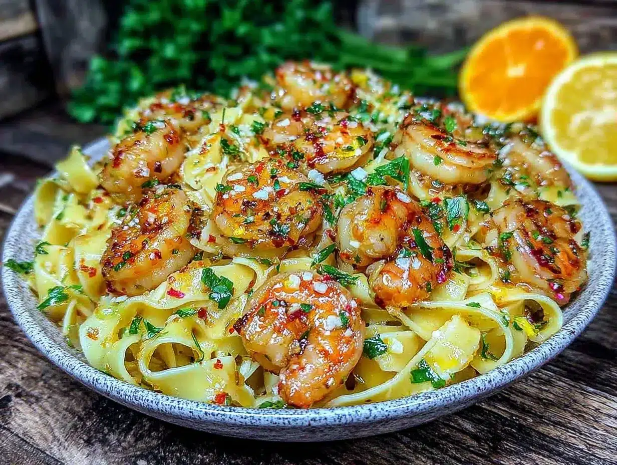 creamy garlic butter shrimp fettuccine preparation steps