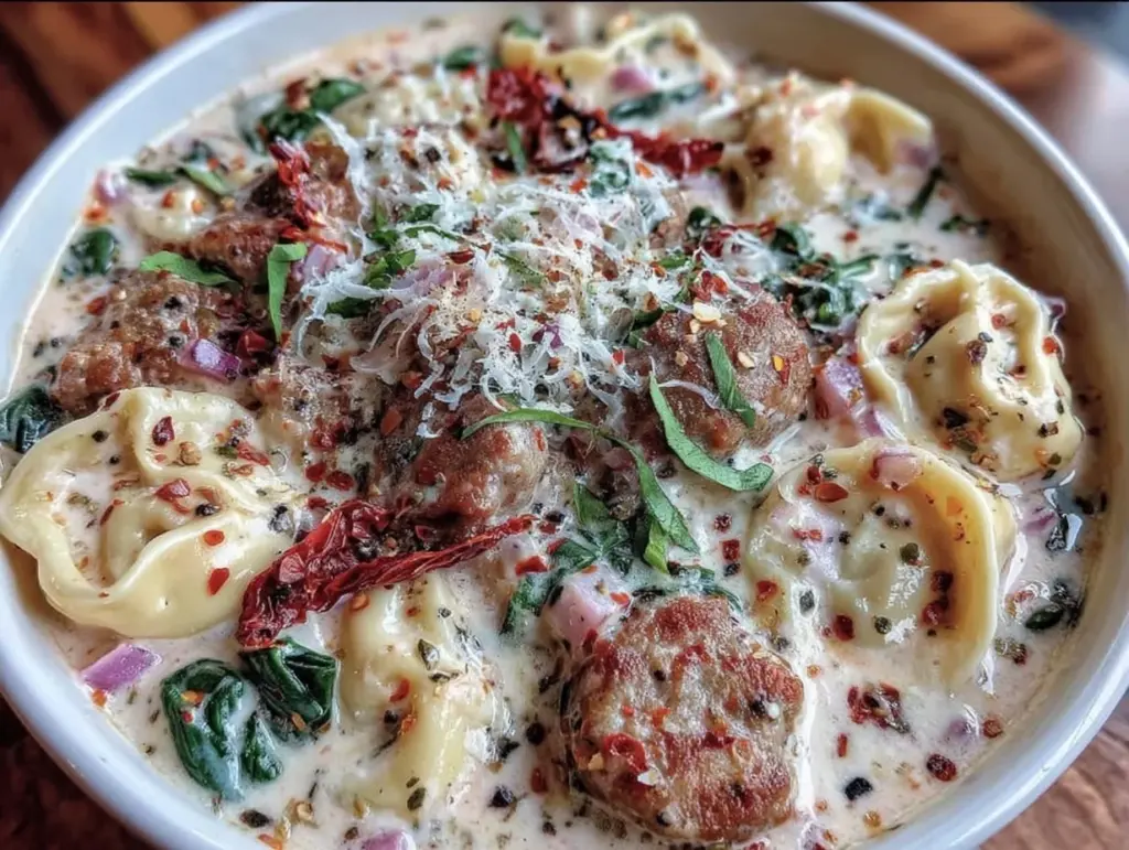 creamy one-pot tuscan sausage tortellini soup - featured image